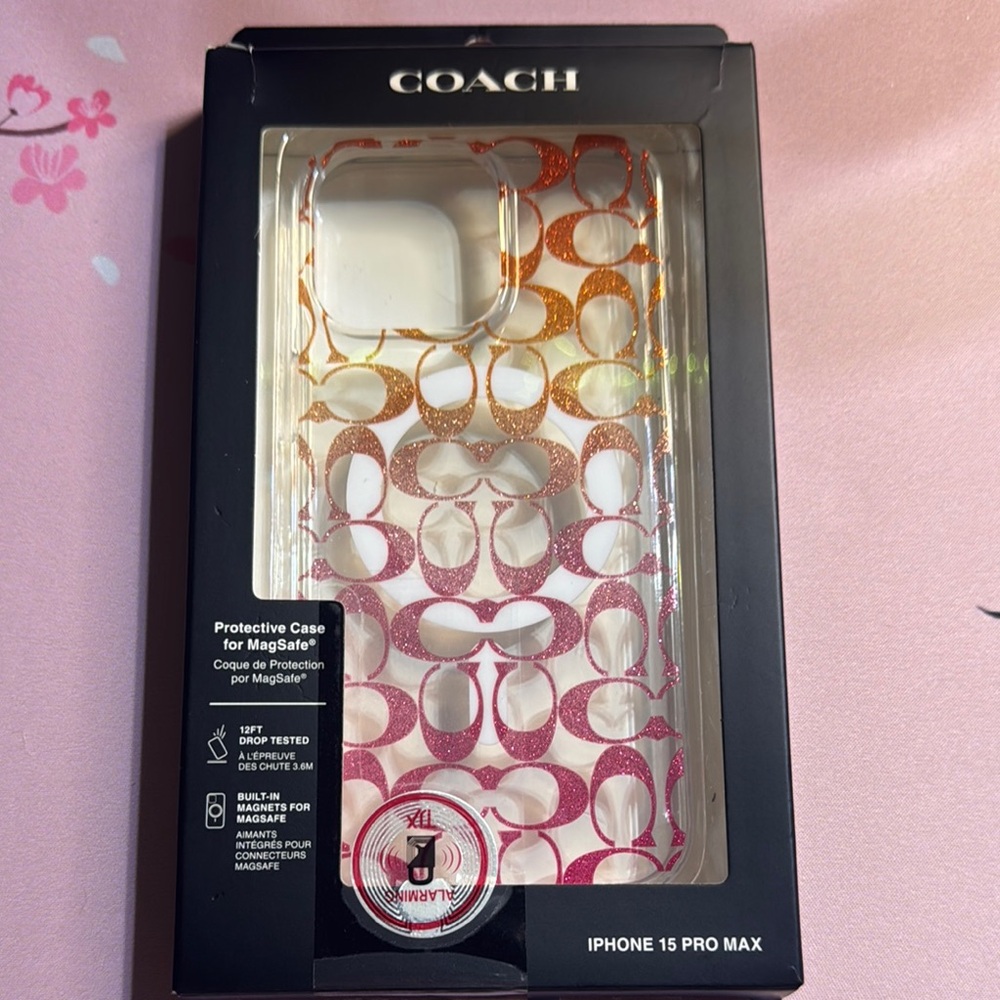 Coach Pink and Orange Case for iPhone 15 Pro Max